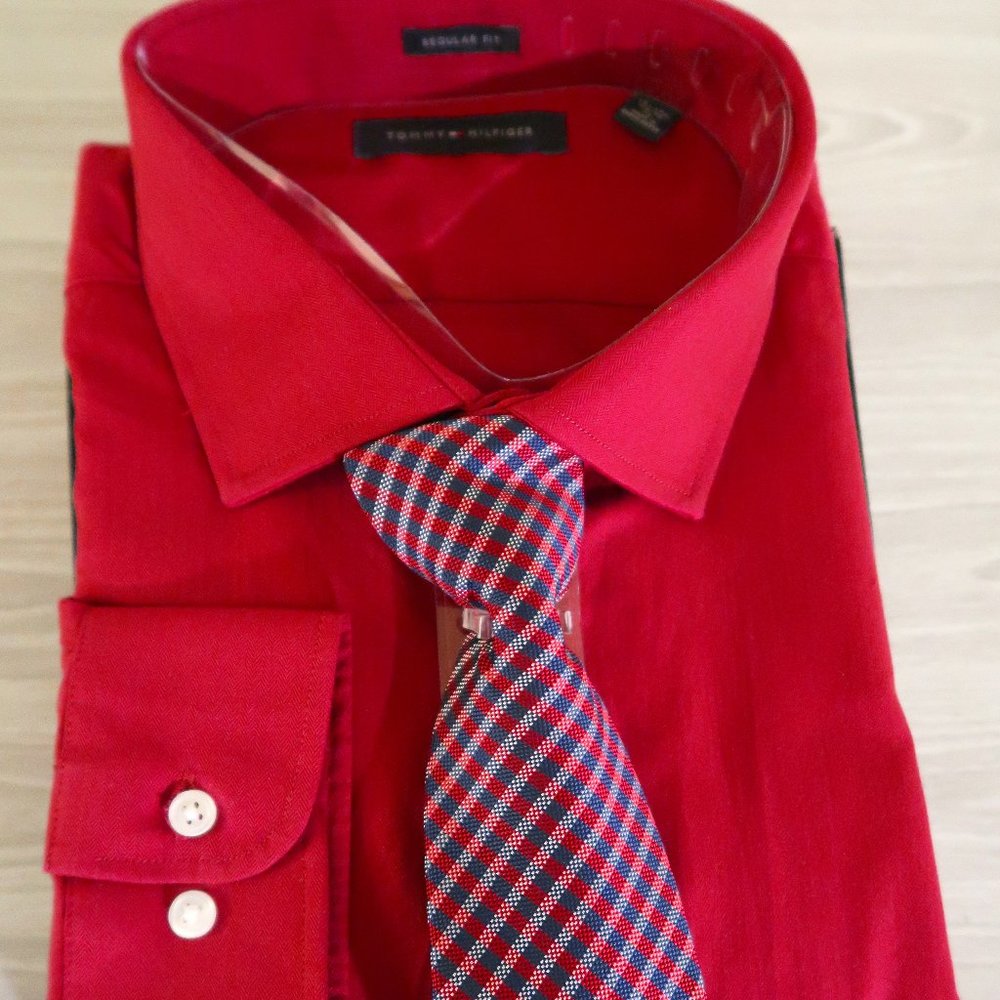 Men's Tommy Hilfiger Long Sleeve Shirt With Tie